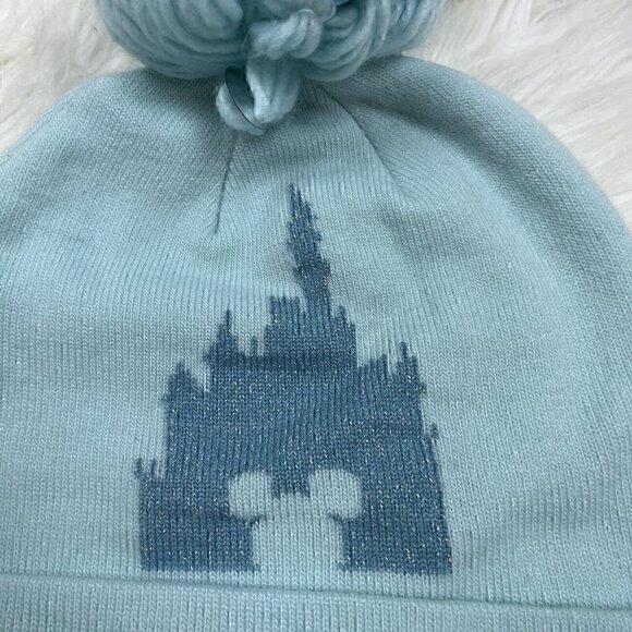 DISNEY PARKS Arendelle Aqua Pom Pom Beanie Winter Hat Cap My Happy Place - Picture 4 of 7